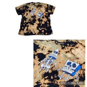 Nickelodeon Halloween SpongeBob SquarePants Patrick Skeletons Grunge Tie Dye Tee